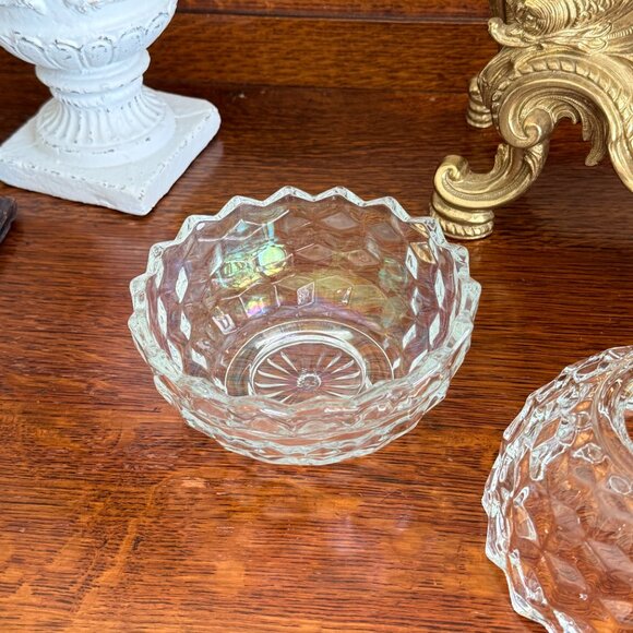 Vintage HOMCO iridescent glass Fairy Lamp Cubist Geometric Style - Picture 8 of 16